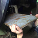 Clay and Santiago remove the upper driver-side ball joint.